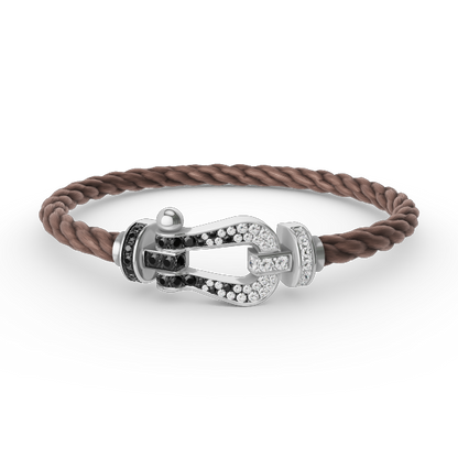 [Glitter Jewelry]FORCE LARGE HORSESHOE BLACK WHITE DIAMOND BRACELET SILVER