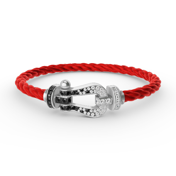[Glitter Jewelry]FORCE LARGE HORSESHOE BLACK WHITE DIAMOND BRACELET SILVER
