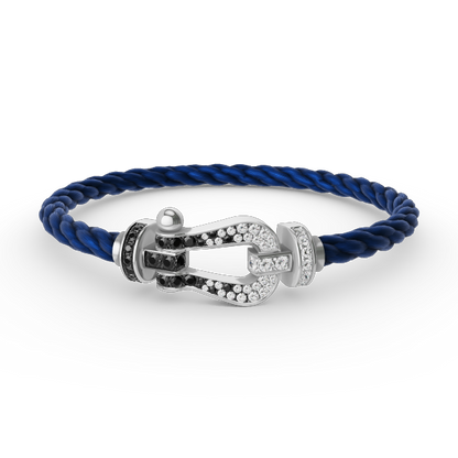 [Glitter Jewelry]FORCE LARGE HORSESHOE BLACK WHITE DIAMOND BRACELET SILVER