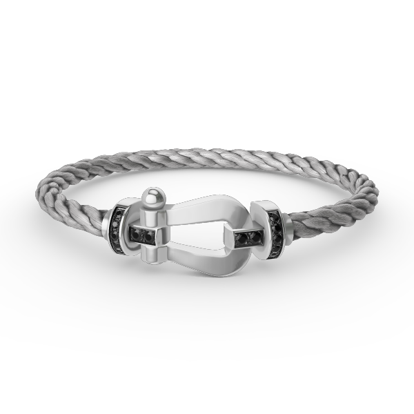 [Glitter Jewelry]FORCE LARGE HORSESHOE BLACK DIAMOND BRACELET SILVER