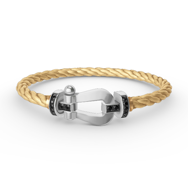 [Glitter Jewelry]FORCE LARGE HORSESHOE BLACK DIAMOND BRACELET SILVER