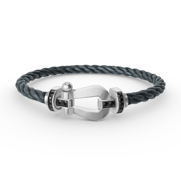 [Glitter Jewelry]FORCE LARGE HORSESHOE BLACK DIAMOND BRACELET SILVER