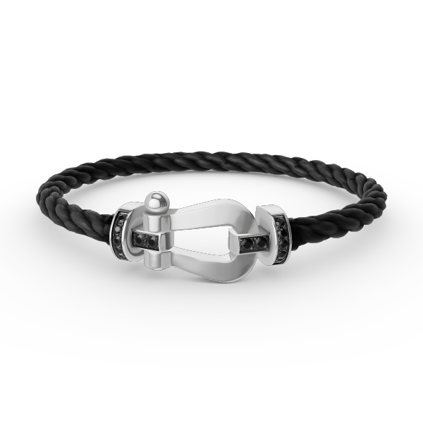 [Glitter Jewelry]FORCE LARGE HORSESHOE BLACK DIAMOND BRACELET SILVER
