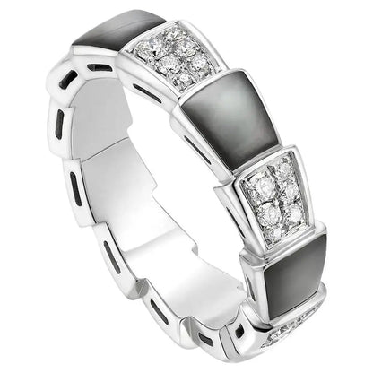 [Glitter Jewelry]SERPENTI RING SILVER DIAMOND BLACK MOP 4MM