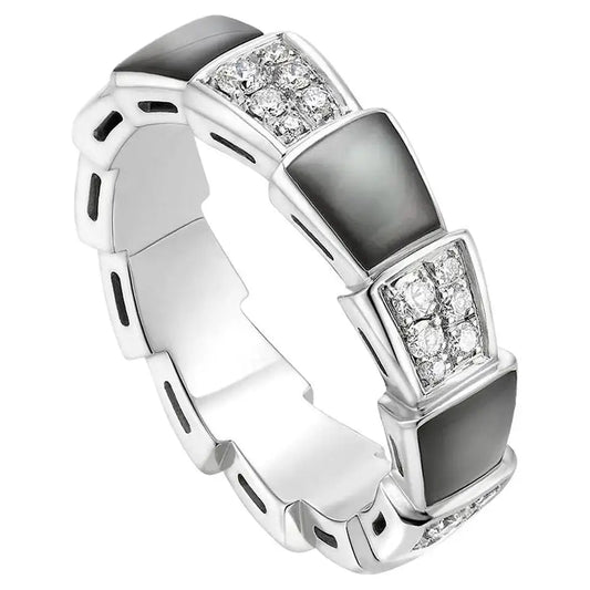[Glitter Jewelry]SERPENTI RING SILVER DIAMOND BLACK MOP 4MM