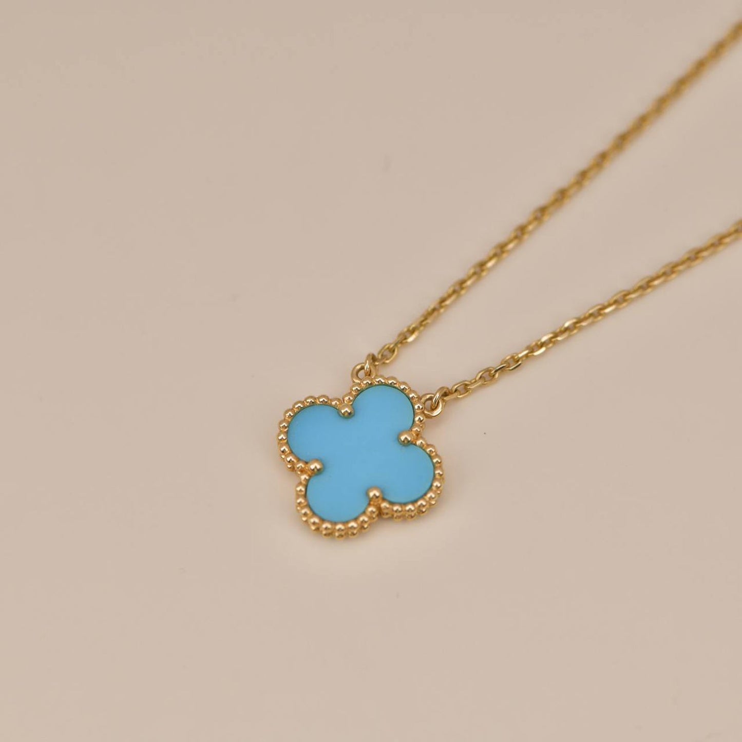 [Glitter Jewelry]CLOVER 15MM VINTAGE TURQUOISE NECKLACE
