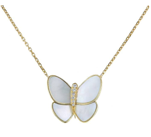 [Glitter Jewelry]BUTTERFLY GOLD MOP DIAMOND NECKLACE