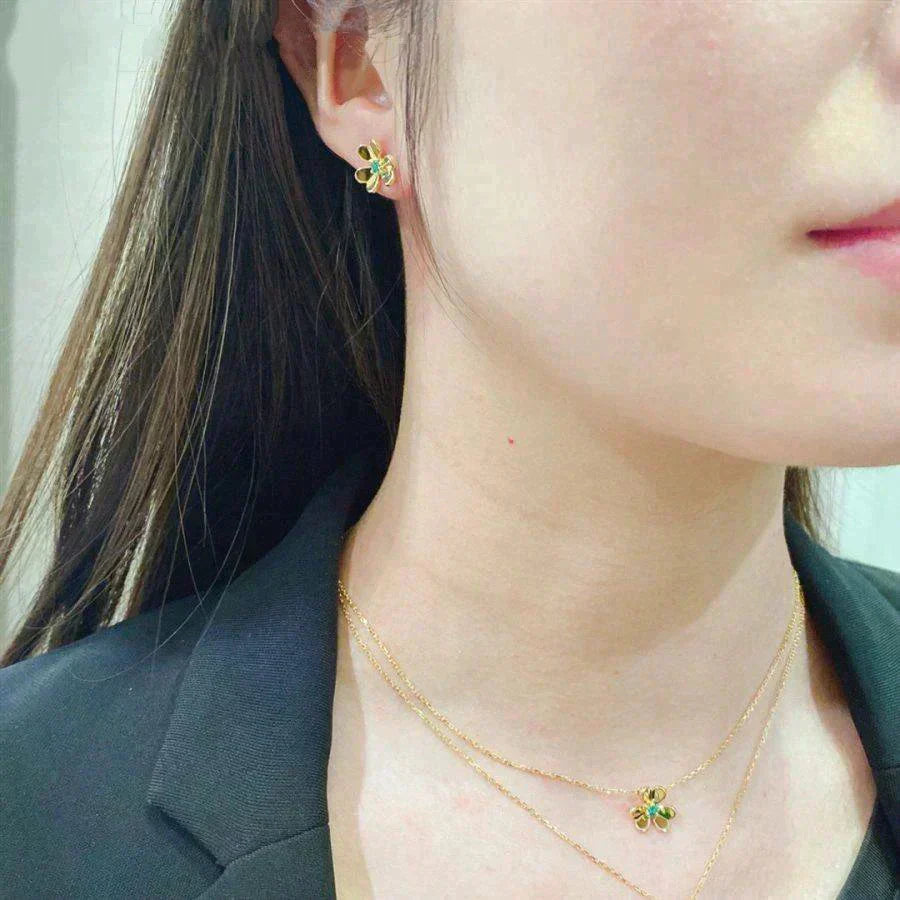 [Glitter Jewelry]FRIVOLE  FLOWER MALACHITE EARRINGS