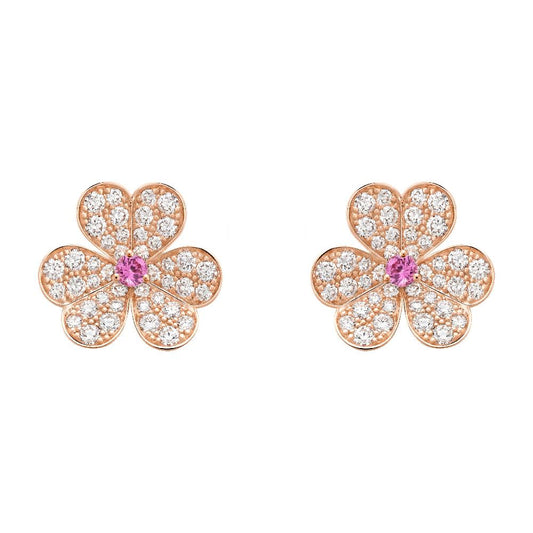 [Glitter Jewelry]FRIVOLE PINK GOLD FLOWER DIAMOND EARRINGS