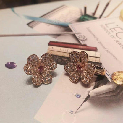 [Glitter Jewelry]FRIVOLE PINK GOLD FLOWER DIAMOND EARRINGS