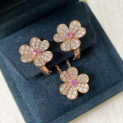 [Glitter Jewelry]FRIVOLE PINK GOLD FLOWER DIAMOND EARRINGS