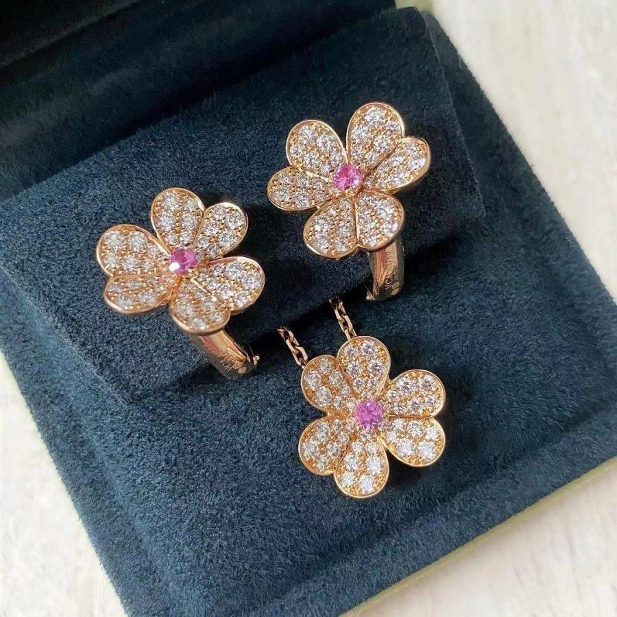 [Glitter Jewelry]FRIVOLE ROSE GOLD FLOWER DIAMOND NECKLACE