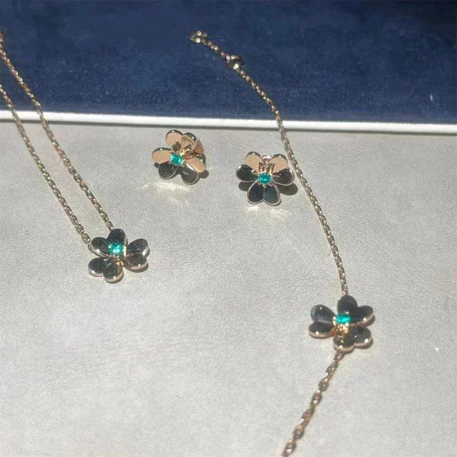 [Glitter Jewelry]FRIVOLE  FLOWER MALACHITE EARRINGS
