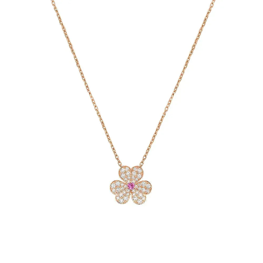 [Glitter Jewelry]FRIVOLE ROSE GOLD FLOWER DIAMOND NECKLACE