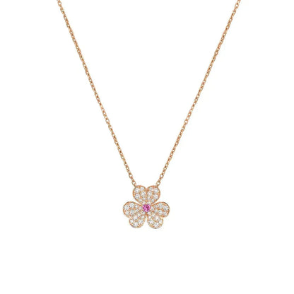 [Glitter Jewelry]FRIVOLE ROSE GOLD FLOWER DIAMOND NECKLACE