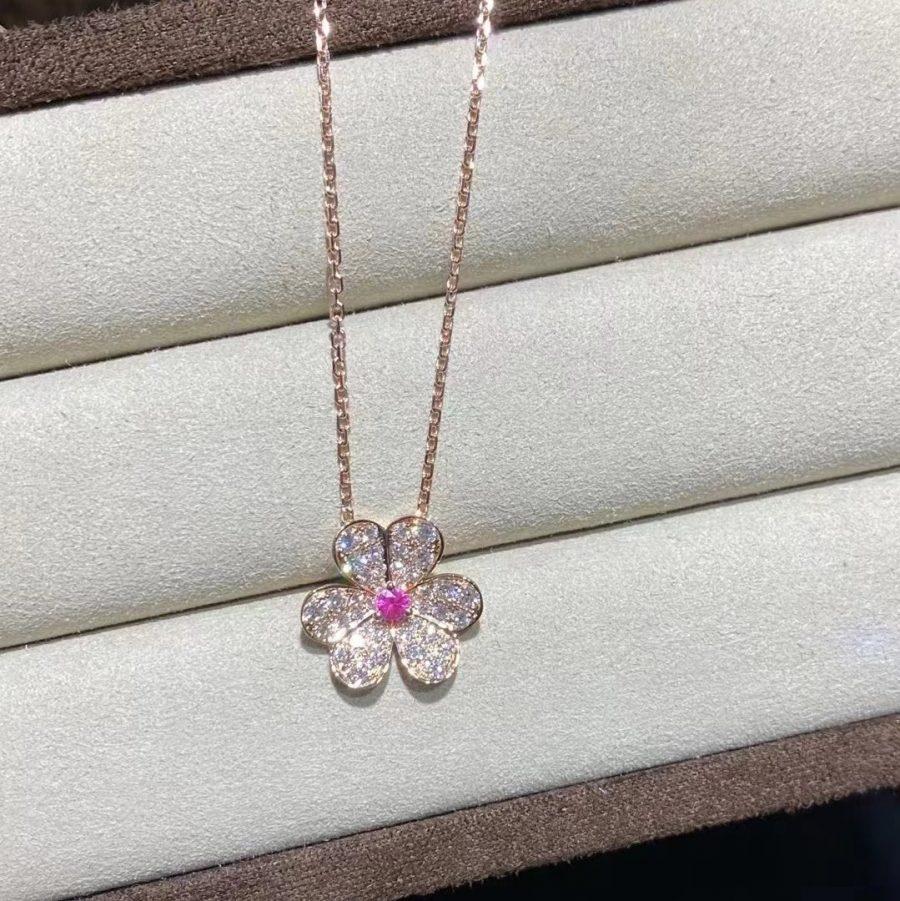 [Glitter Jewelry]FRIVOLE ROSE GOLD FLOWER DIAMOND NECKLACE