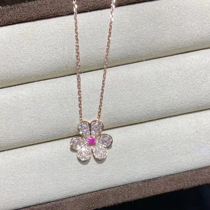[Glitter Jewelry]FRIVOLE ROSE GOLD FLOWER DIAMOND NECKLACE