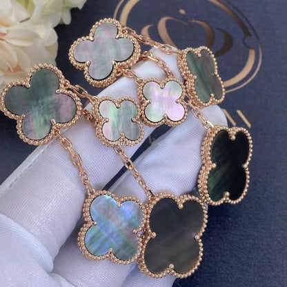 [Glitter Jewelry]CLOVER EARRINGS DARK MOP 4 MOTIFS ROSE GOLD