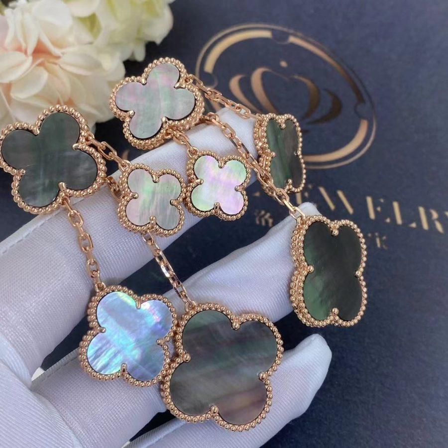 [Glitter Jewelry]CLOVER EARRINGS DARK MOP 4 MOTIFS ROSE GOLD