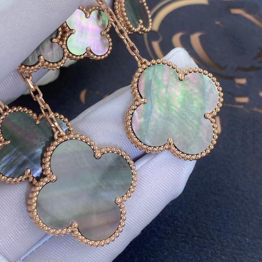 [Glitter Jewelry]CLOVER EARRINGS DARK MOP 4 MOTIFS ROSE GOLD