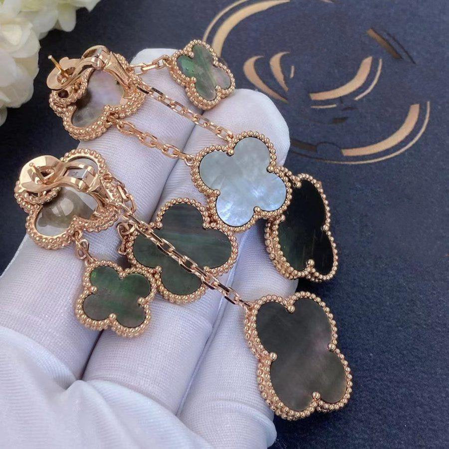 [Glitter Jewelry]CLOVER EARRINGS DARK MOP 4 MOTIFS ROSE GOLD