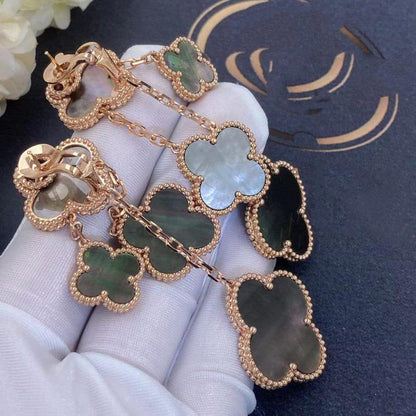 [Glitter Jewelry]CLOVER EARRINGS DARK MOP 4 MOTIFS ROSE GOLD