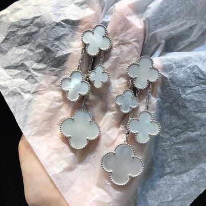 [Glitter Jewelry]CLOVER EARRINGS WHITE MOP 4 MOTIFS SILVER