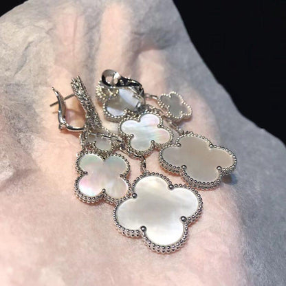 [Glitter Jewelry]CLOVER EARRINGS WHITE MOP 4 MOTIFS SILVER