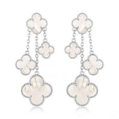 [Glitter Jewelry]CLOVER EARRINGS WHITE MOP 4 MOTIFS SILVER