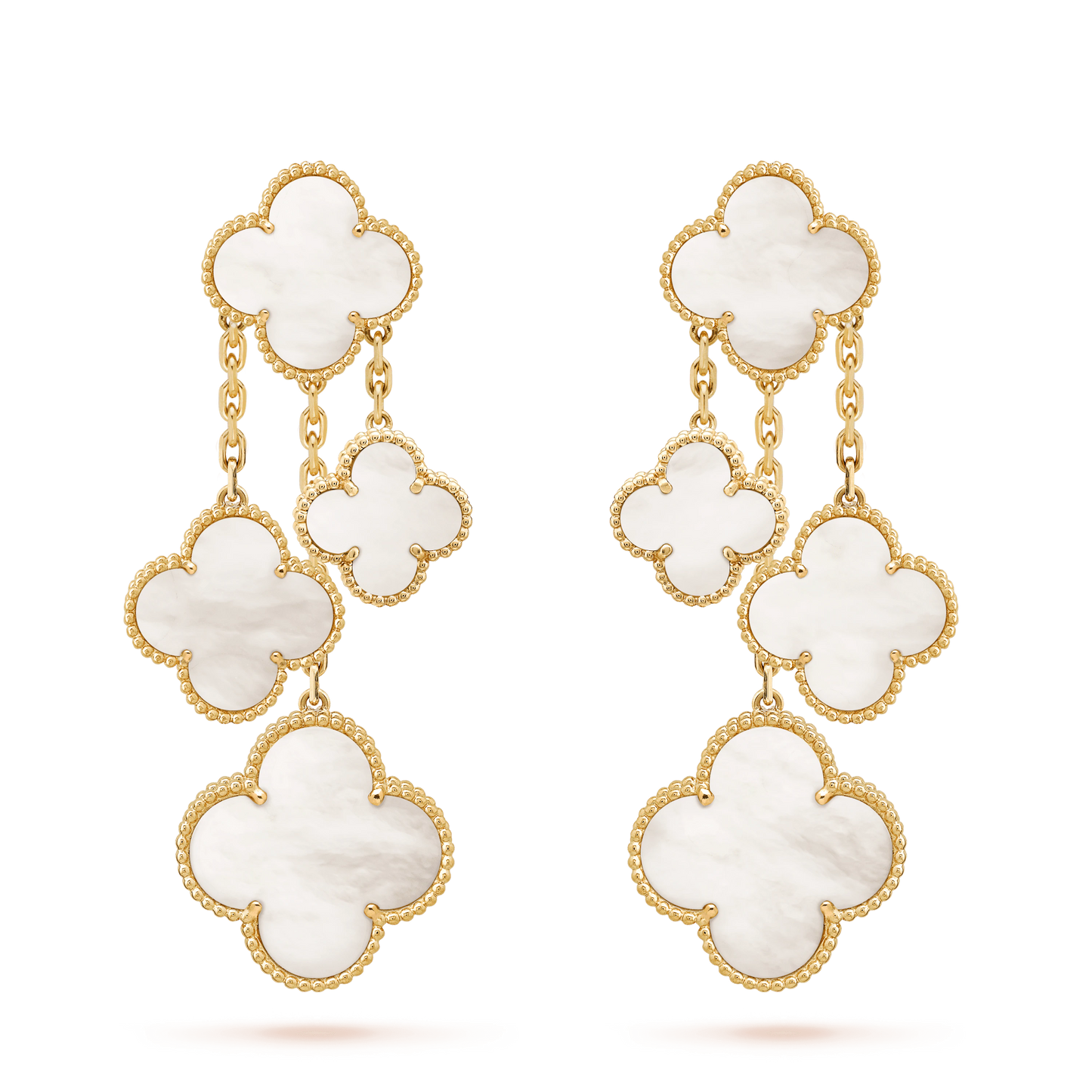 [Glitter Jewelry]CLOVER EARRINGS WHITE MOP 4 MOTIFS GOLD