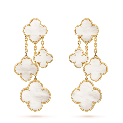 [Glitter Jewelry]CLOVER EARRINGS WHITE MOP 4 MOTIFS GOLD