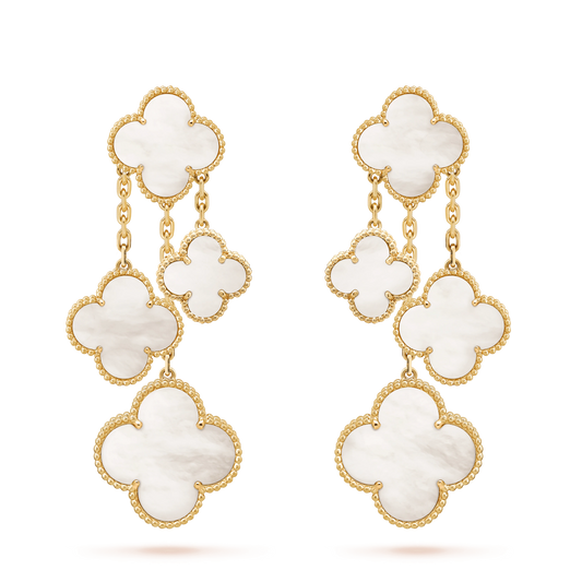[Glitter Jewelry]CLOVER EARRINGS WHITE MOP 4 MOTIFS GOLD