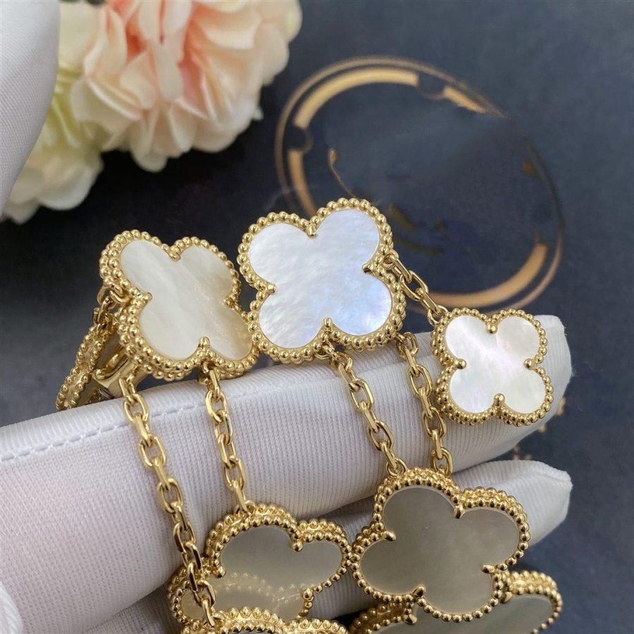 [Glitter Jewelry]CLOVER EARRINGS WHITE MOP 4 MOTIFS GOLD