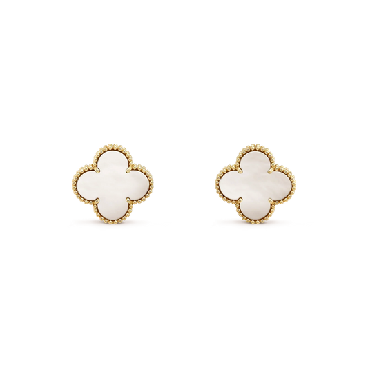 [Glitter Jewelry]CLOVER MEDIUM 1 MOTIFS  WHITE MOP STUD EARRINGS