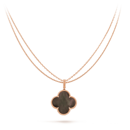 [Glitter Jewelry]CLOVER 25MM GOLD DARK MOP BIG CLOVER NECKLACE