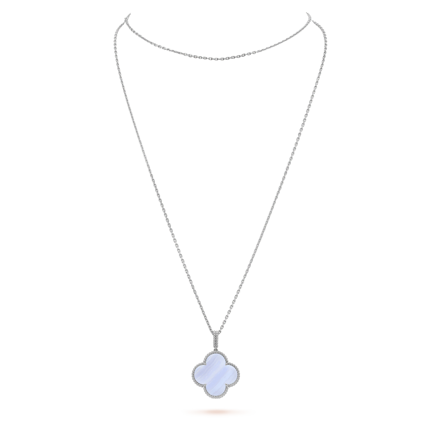 [Glitter Jewelry]CLOVER SILVER CHALCEDONY BIG CLOVER NECKLACE