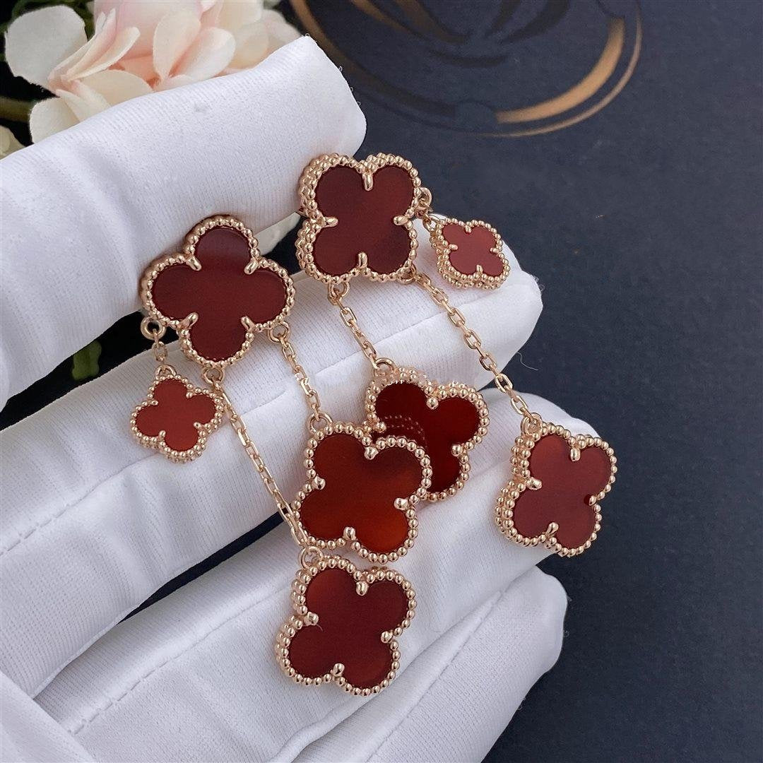 [Glitter Jewelry]CLOVER EARRINGS CARNELIAN 4 MOTIFS PINK GOLD