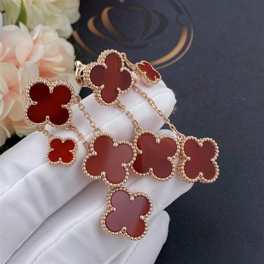 [Glitter Jewelry]CLOVER EARRINGS CARNELIAN 4 MOTIFS PINK GOLD