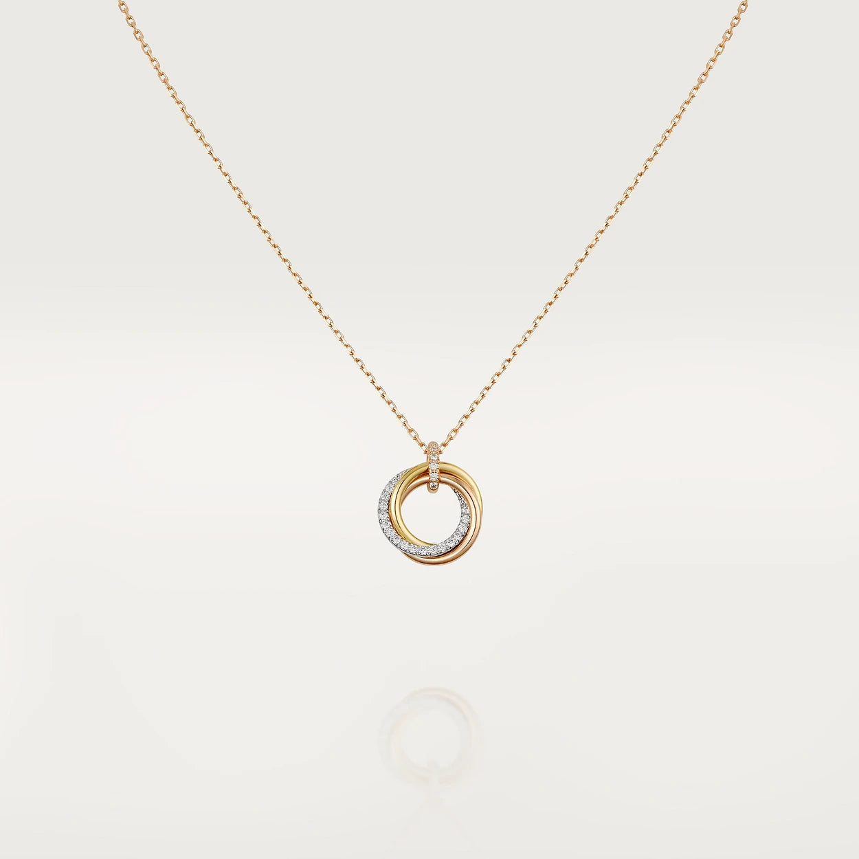 [Glitter Jewelry]TRINITY NECKLACE SILVER GOLD PINK GOLD DIAMONDS