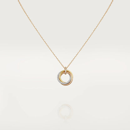 [Glitter Jewelry]TRINITY NECKLACE SILVER GOLD PINK GOLD DIAMONDS