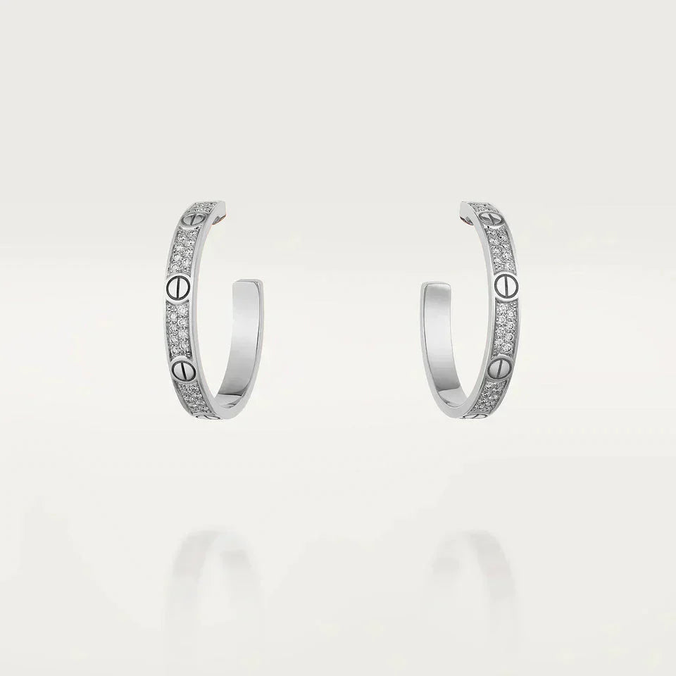 [Glitter Jewelry]LOVE DIAMOND SILVER HOOP EARRINGS