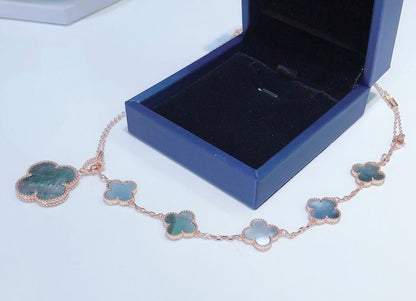 [Glitter Jewelry]COMBINED BRACELET 5 MOTIFS AND NECKLACE DARK MOP ROSE GOLD