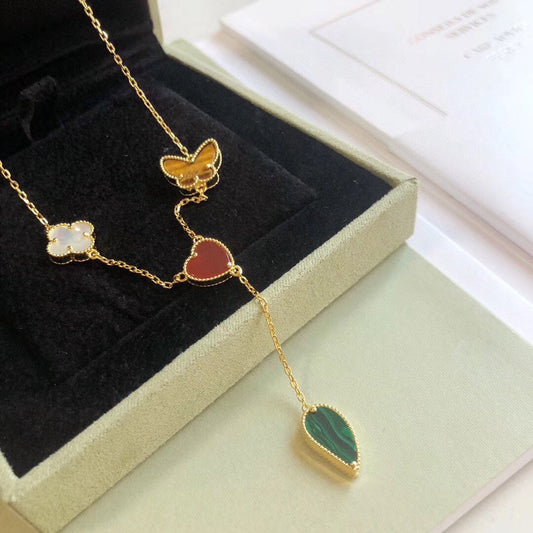[Glitter Jewelry]LUCKY SPRING 4 MOTIFS ROSE GOLD NECKLACE