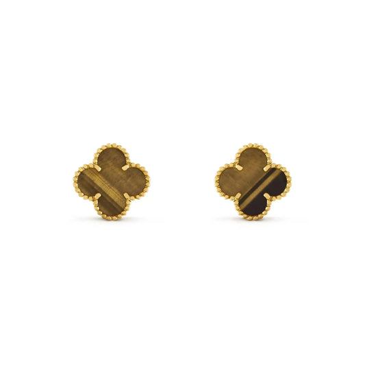[Glitter Jewelry]CLOVER MEDIUM 1 MOTIFS TIGER EYE EARRINGS