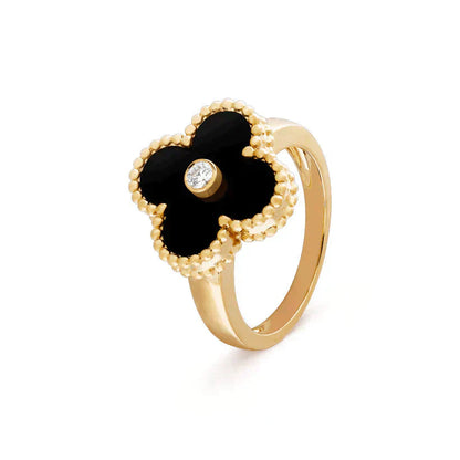 [Glitter Jewelry]CLOVER ONYX RING GOLD DIAMOND