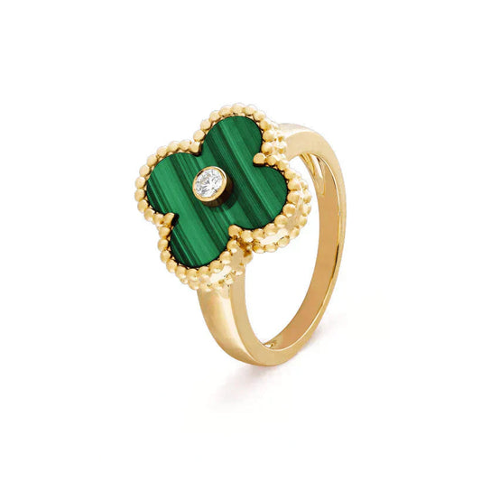 [Glitter Jewelry]CLOVER MALACHITE RING GOLD DIAMOND
