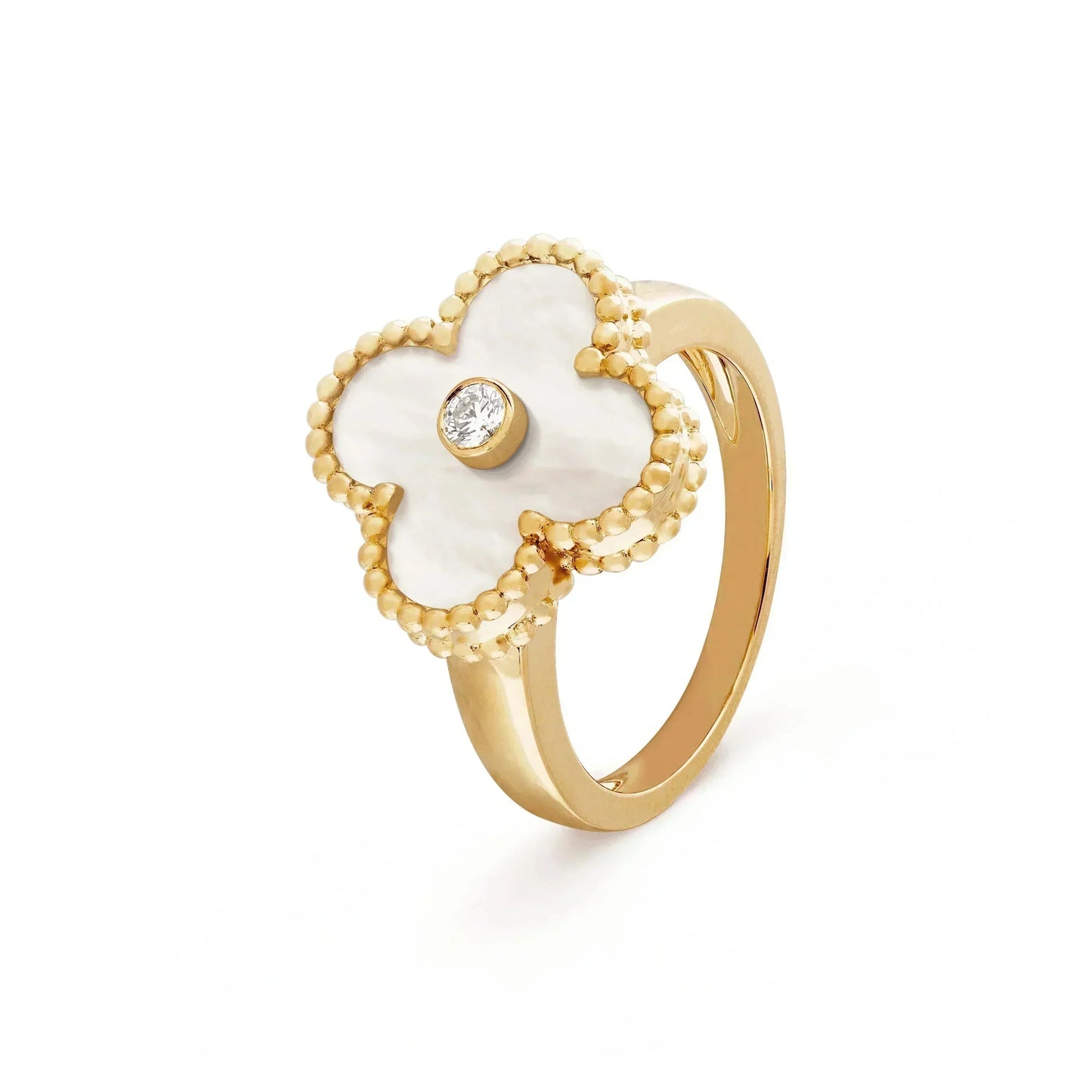 [Glitter Jewelry]CLOVER PINK MOP RING GOLD DIAMOND