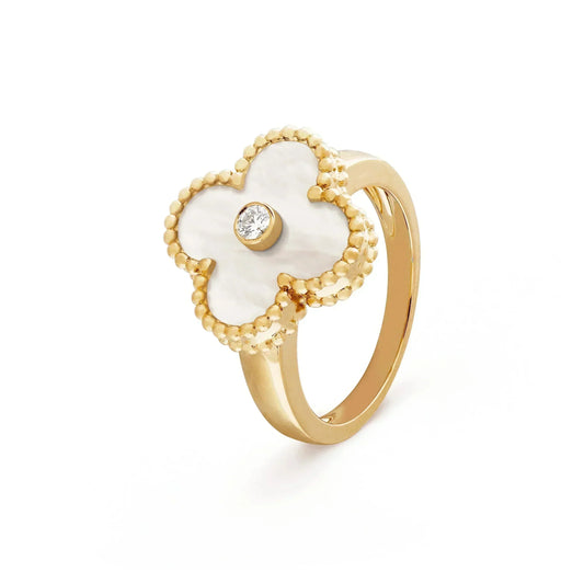 [Glitter Jewelry]CLOVER PINK MOP RING GOLD DIAMOND