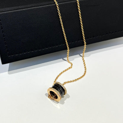 [Glitter Jewelry]ZERO 1 BLACK CERAMIC DIAMOND PINK GOLD NECKLACE