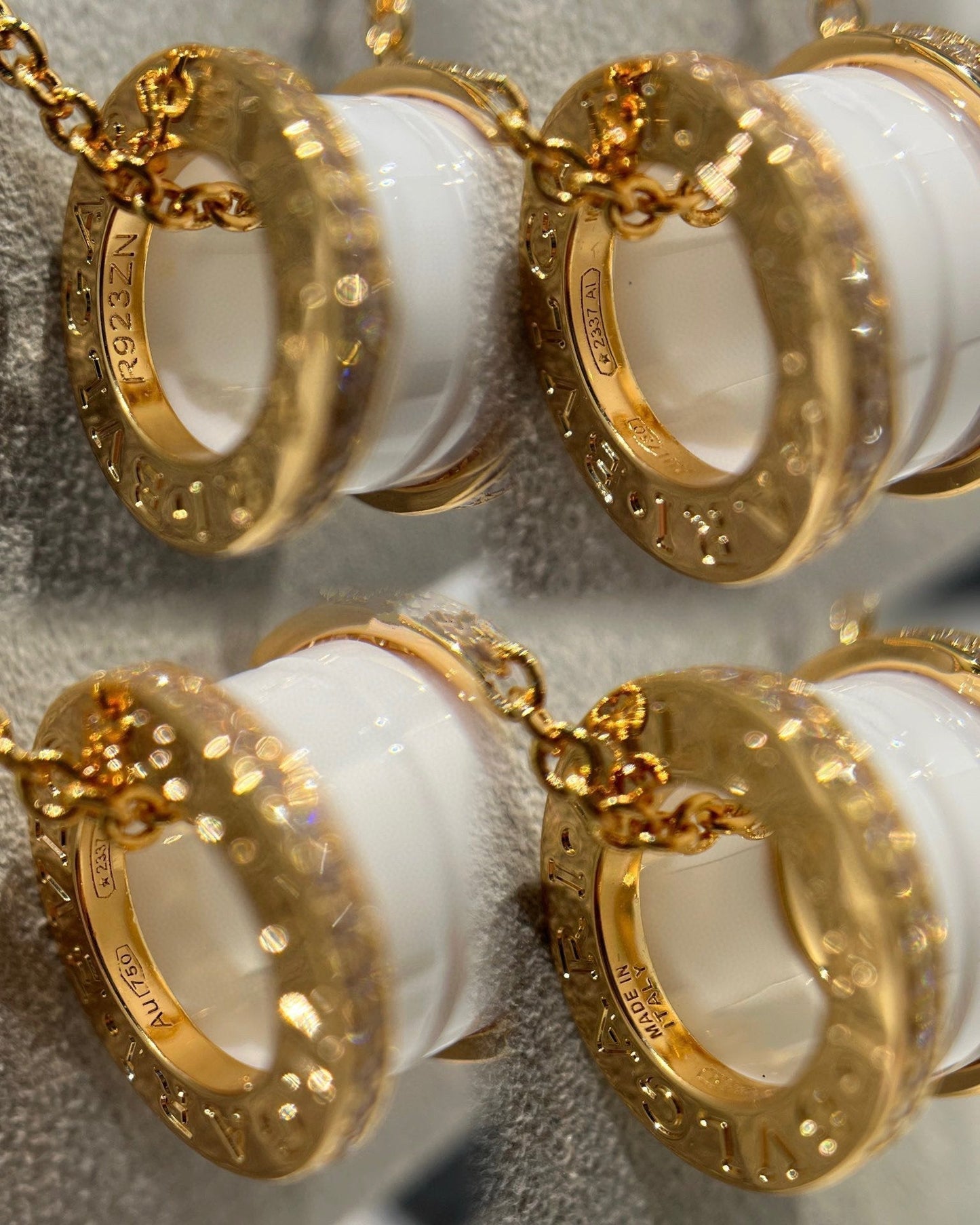 [Glitter Jewelry]ZERO 1 WHITE CERAMIC DIAMOND PINK GOLD NECKLACE
